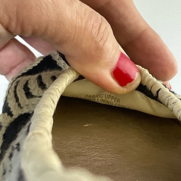 Jack Rogers Flats Black Fabric Upper Tan Cord Wrapped Design Leather Soles - Picture 14 of 16